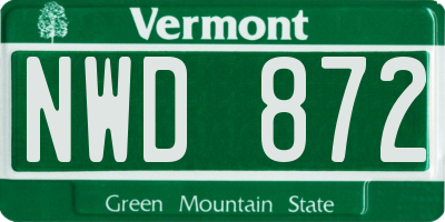 VT license plate NWD872