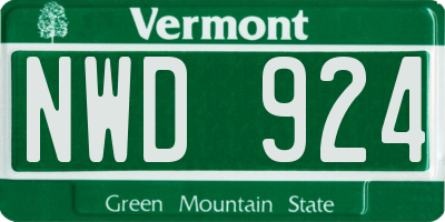VT license plate NWD924