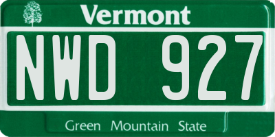 VT license plate NWD927