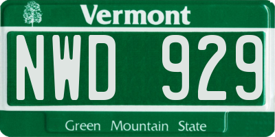 VT license plate NWD929