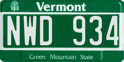 VT license plate NWD934