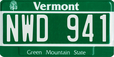 VT license plate NWD941