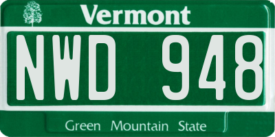 VT license plate NWD948
