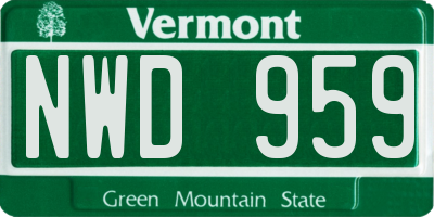 VT license plate NWD959