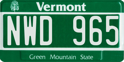 VT license plate NWD965