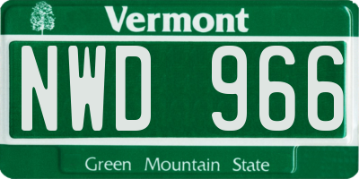 VT license plate NWD966