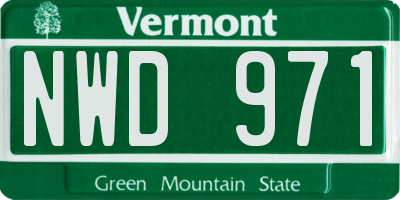 VT license plate NWD971