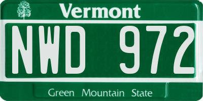 VT license plate NWD972