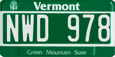 VT license plate NWD978