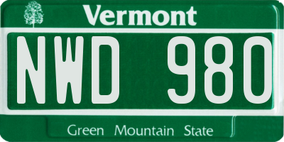 VT license plate NWD980
