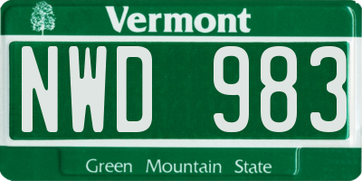 VT license plate NWD983