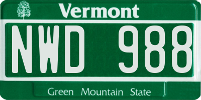 VT license plate NWD988