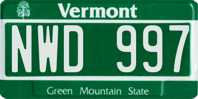 VT license plate NWD997