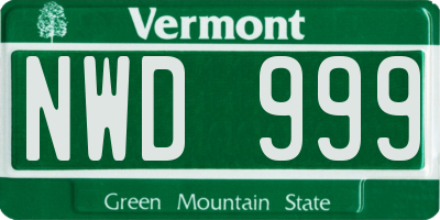 VT license plate NWD999