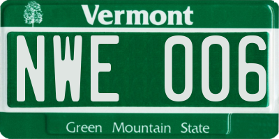 VT license plate NWE006