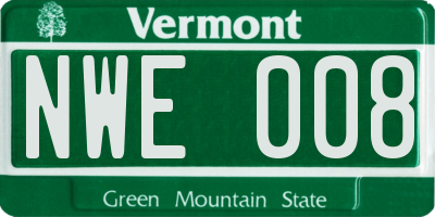 VT license plate NWE008