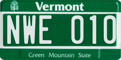 VT license plate NWE010