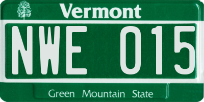 VT license plate NWE015