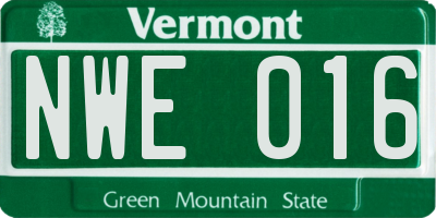 VT license plate NWE016
