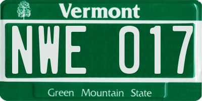 VT license plate NWE017