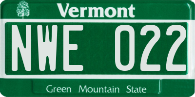 VT license plate NWE022