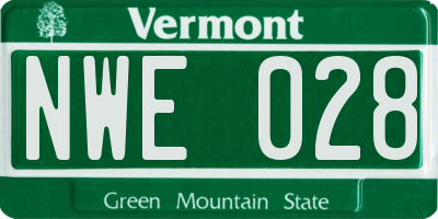 VT license plate NWE028