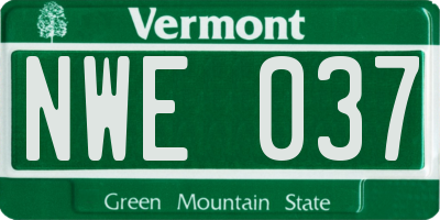 VT license plate NWE037