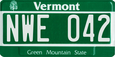 VT license plate NWE042