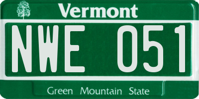 VT license plate NWE051