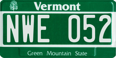 VT license plate NWE052