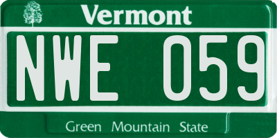 VT license plate NWE059
