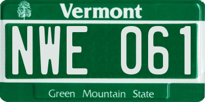 VT license plate NWE061