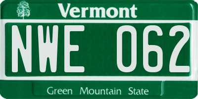 VT license plate NWE062