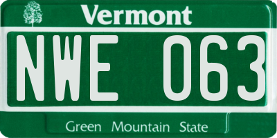 VT license plate NWE063