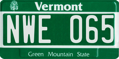 VT license plate NWE065