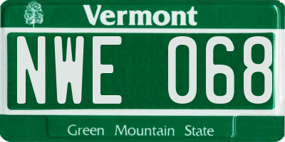 VT license plate NWE068