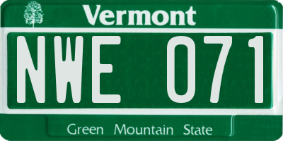 VT license plate NWE071