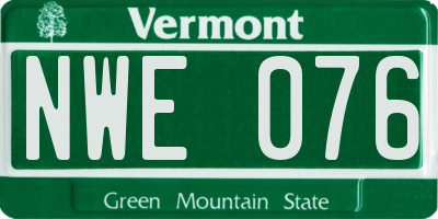 VT license plate NWE076