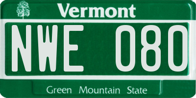 VT license plate NWE080