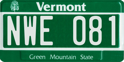 VT license plate NWE081