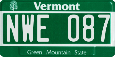 VT license plate NWE087