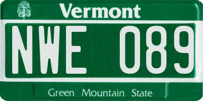 VT license plate NWE089