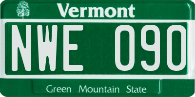 VT license plate NWE090