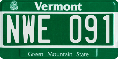 VT license plate NWE091
