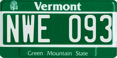 VT license plate NWE093