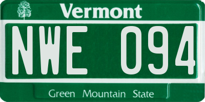 VT license plate NWE094