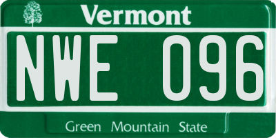 VT license plate NWE096