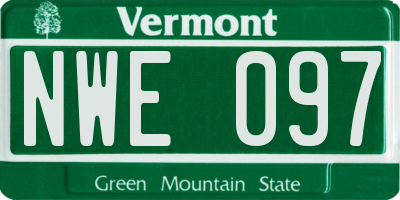 VT license plate NWE097