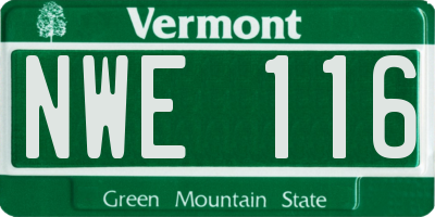 VT license plate NWE116