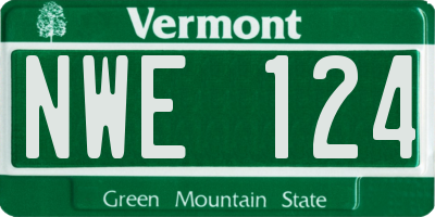 VT license plate NWE124